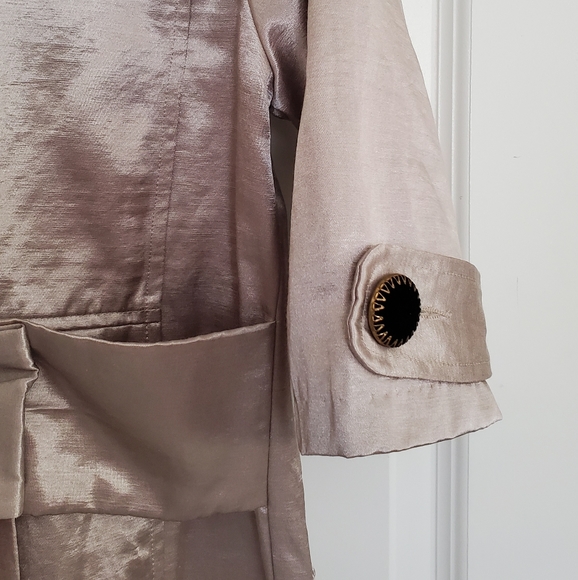 Metallic 3/4 sleeve trench velvet buttons - Picture 5 of 12